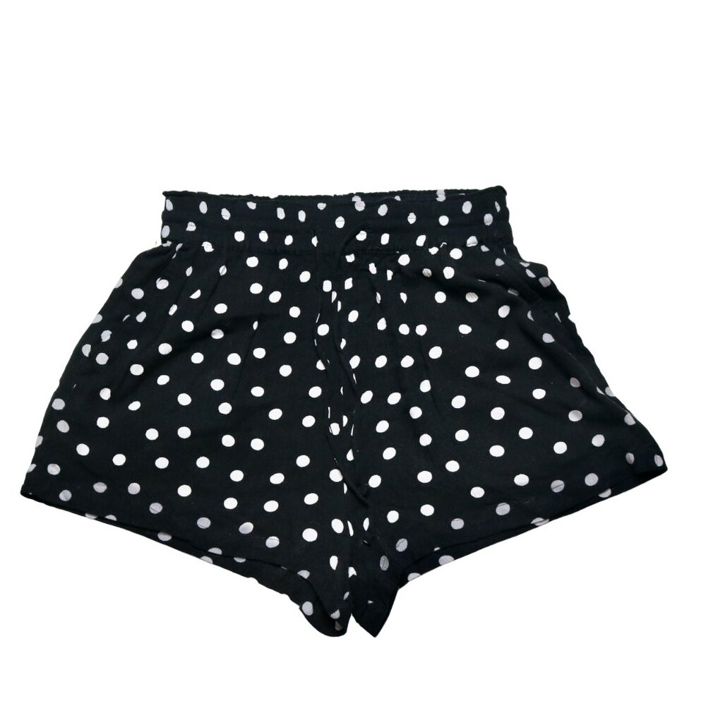 Garage Women's Ruffled White and Black Polka Dot Shorts, size Extra Small
